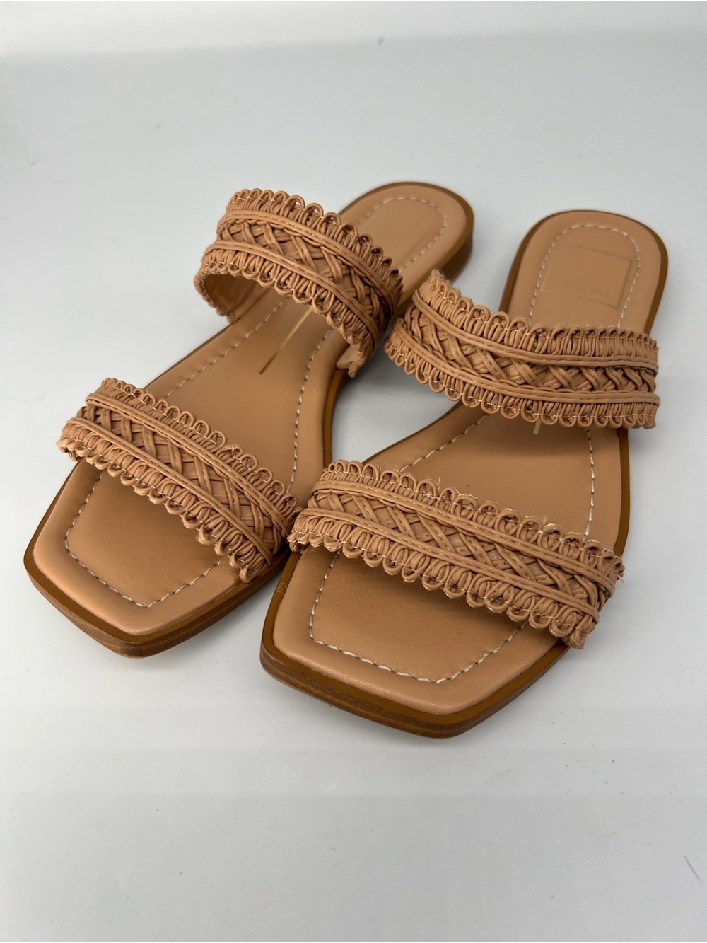 Dolce Vita Woven Double-Strap Slide Sandals - Tan